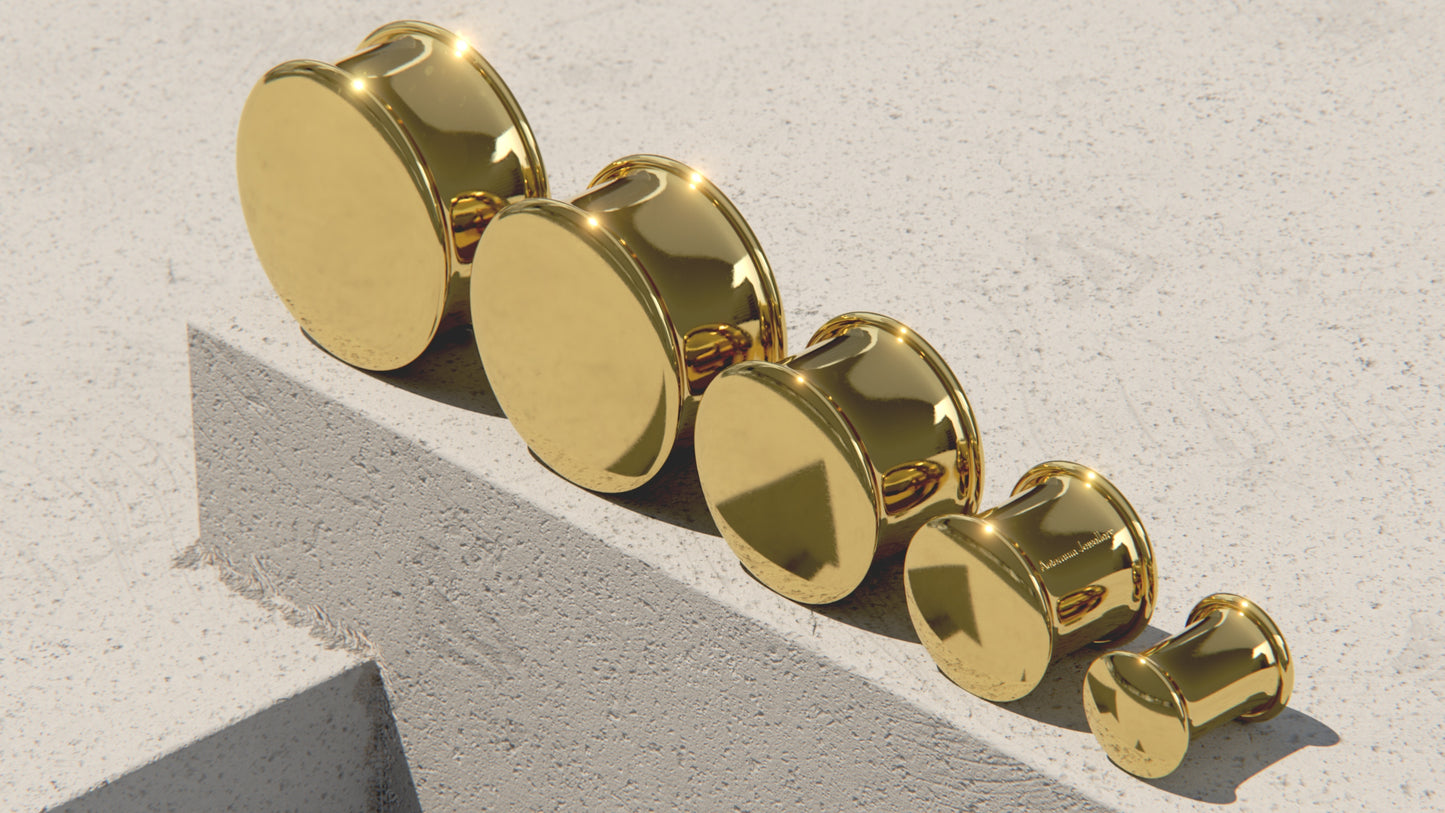 Capped Ear Plugs - 9ct & 14ct Gold