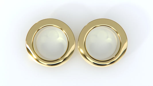 Bespoke Gold Plated Sterling Silver 30mm Mayan Flare Tunnels with Folded Flare