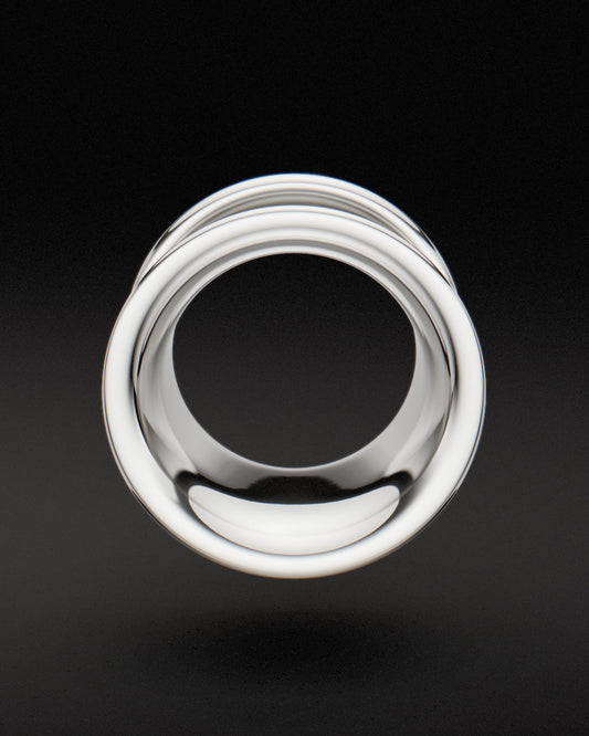 DOUBLE FLARE EAR TUNNELS - 9ct & 14ct White Gold