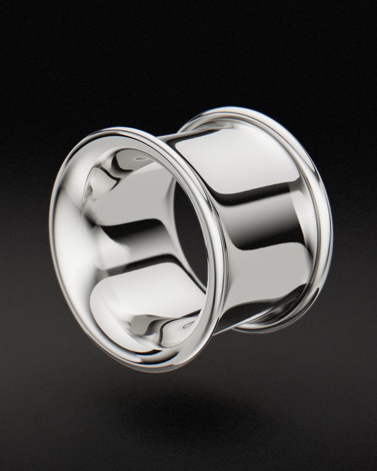 DOUBLE FLARE EAR TUNNELS - 9ct & 14ct White Gold