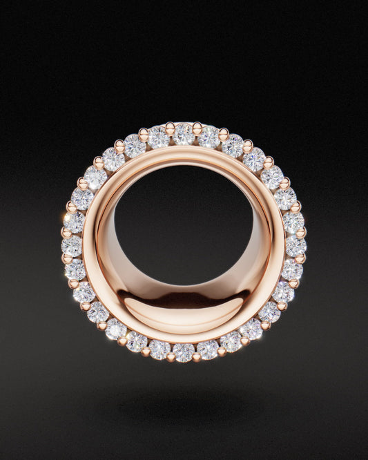 DIAMOND SET DOUBLE FLARE EAR TUNNELS - 9ct & 14ct Rose Gold - Lab Grown Diamonds