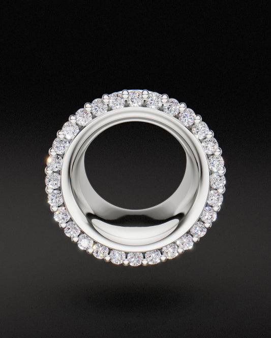 DIAMOND SET DOUBLE FLARE EAR TUNNELS - 9ct & 14ct White Gold - Lab Grown Diamonds