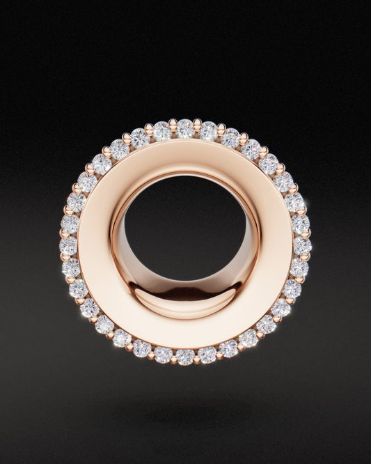 DIAMOND SET MAYAN FLARE EAR TUNNELS - 9ct & 14ct Rose Gold - Lab Grown Diamonds