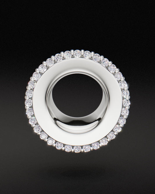 DIAMOND SET MAYAN FLARE EAR TUNNELS - 9ct & 14ct White Gold - Lab Grown Diamonds