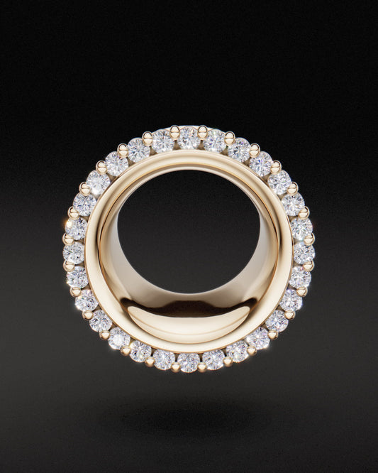 DIAMOND SET DOUBLE FLARE EAR TUNNELS - 9ct & 14ct Gold - Lab Grown Diamonds