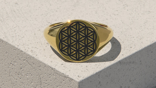 Flower of Life Signet Ring - 9ct & 14ct Gold
