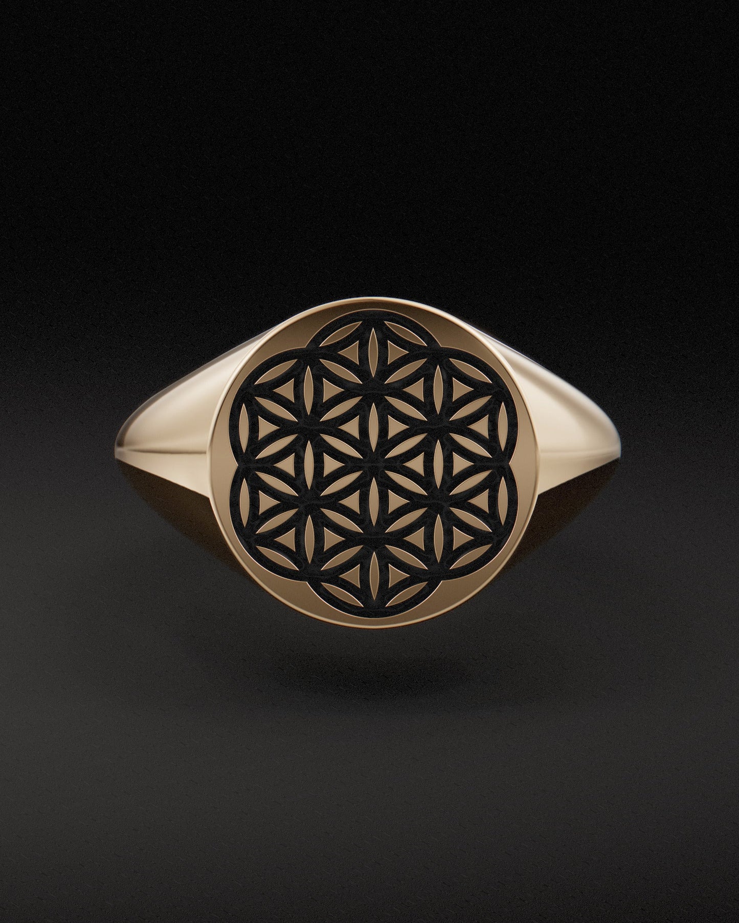 FLOWER OF LIFE SIGNET RING - 9ct & 14ct Gold
