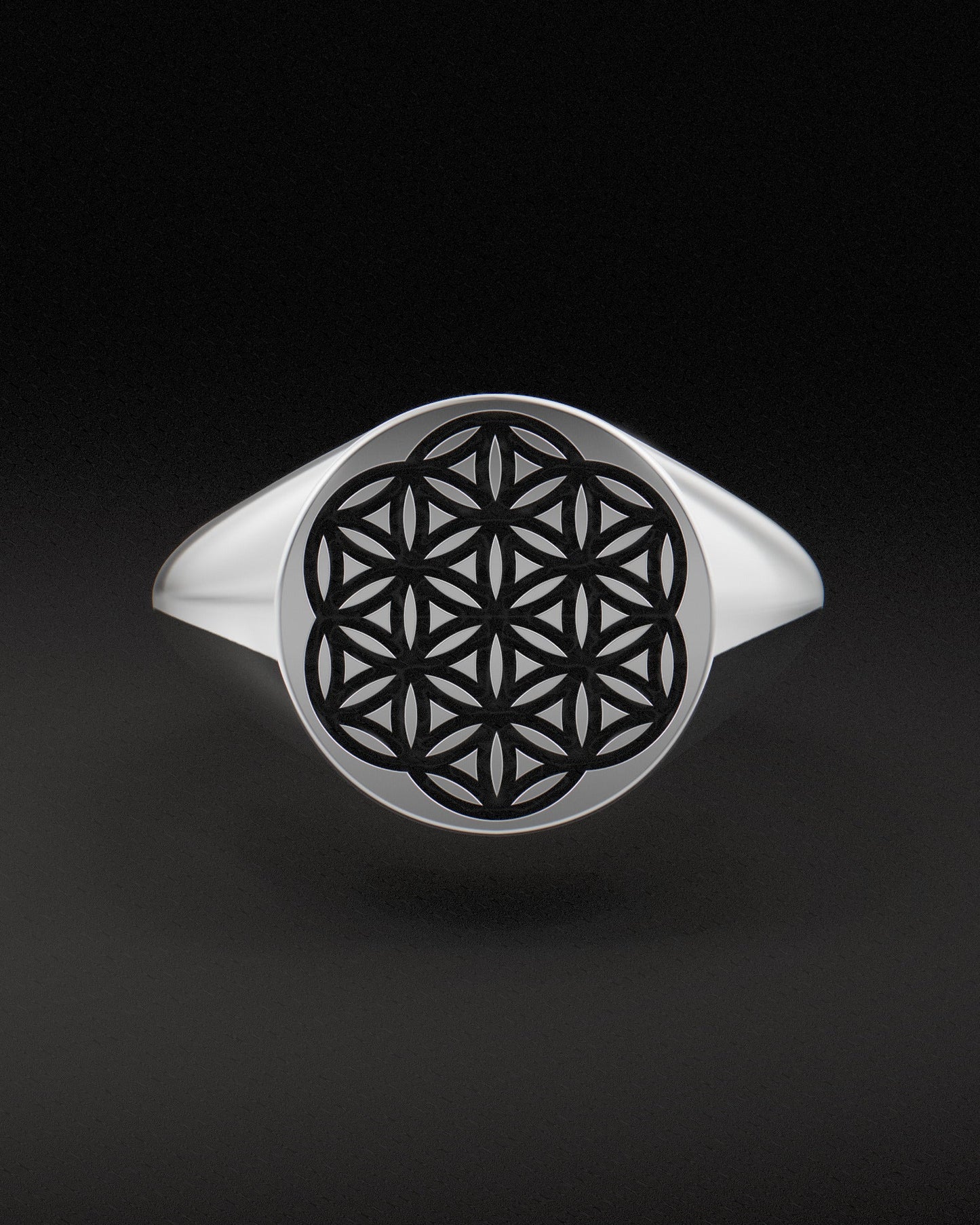 FLOWER OF LIFE SIGNET RING - Sterling Silver