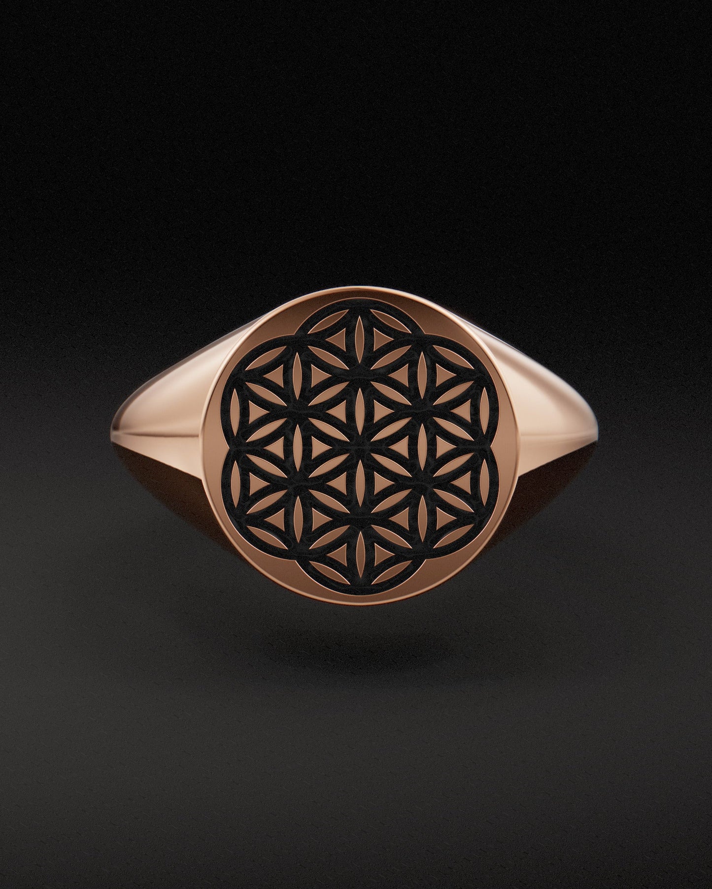 FLOWER OF LIFE SIGNET RING - 9ct  & 14ct Rose Gold