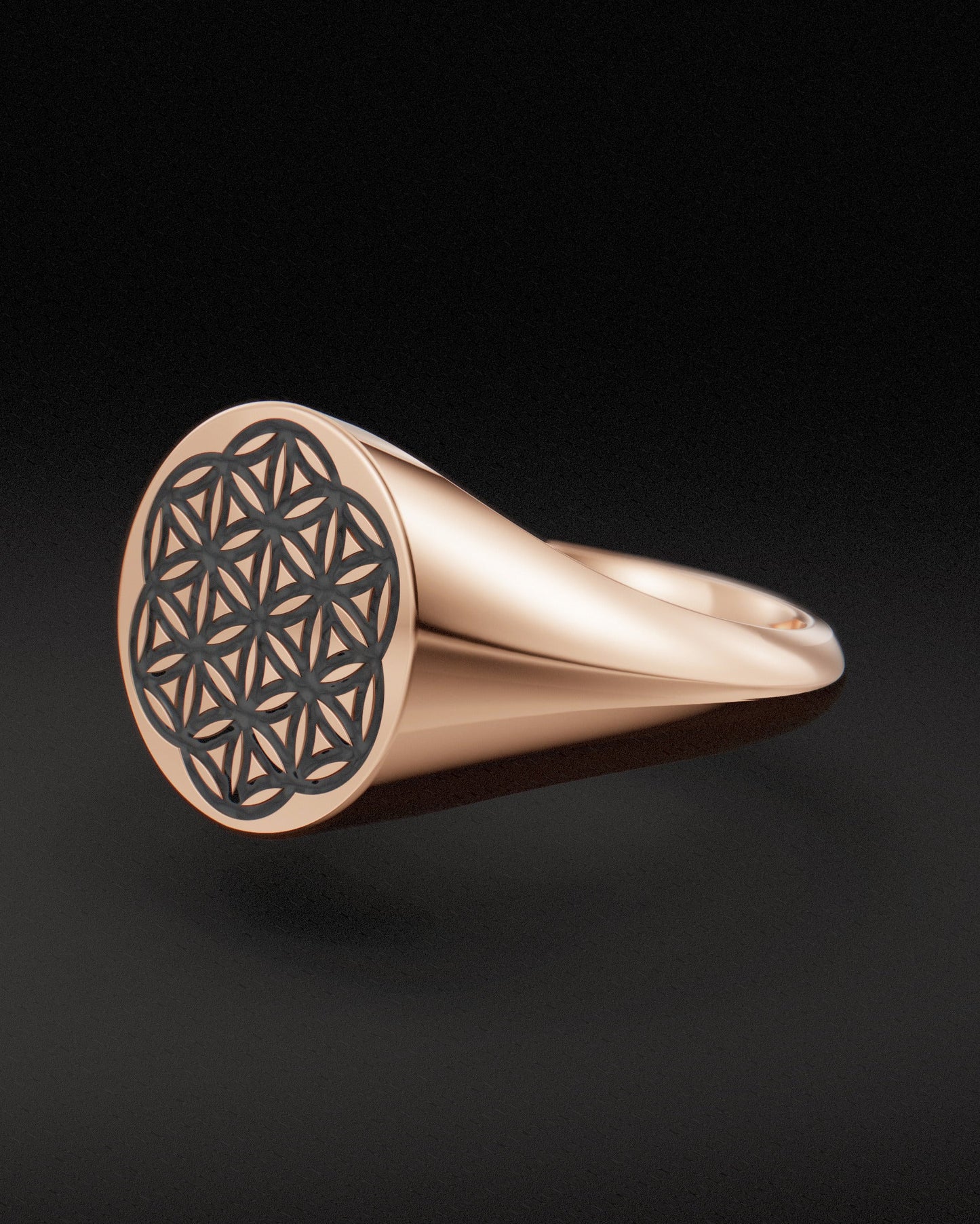 FLOWER OF LIFE SIGNET RING - 9ct  & 14ct Rose Gold
