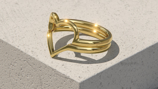 Two Part Heart Ring - 9ct Gold