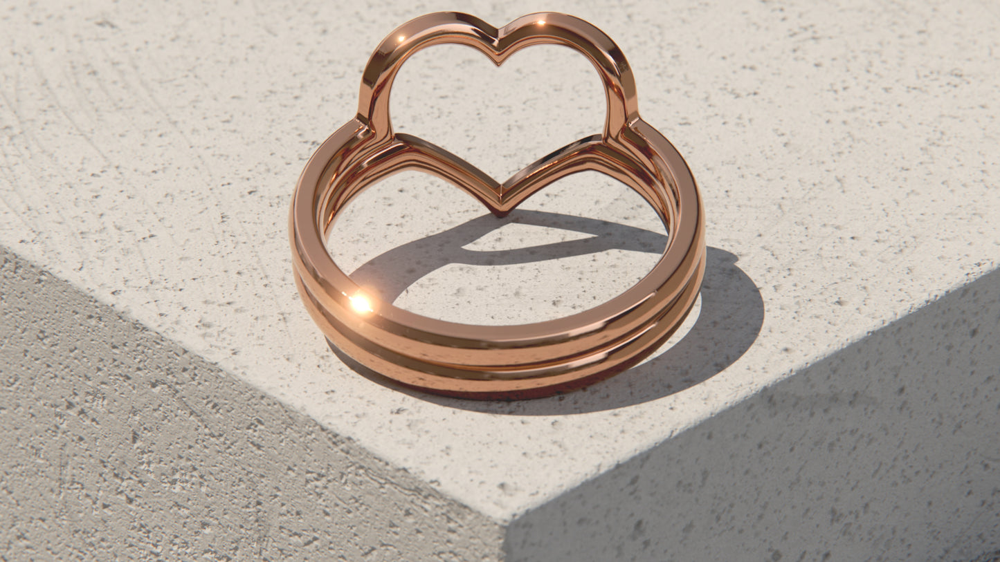 Two Part Heart Ring - 9ct Rose Gold