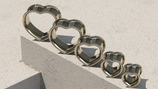Double Flare Heart Shaped Ear Tunnels - 9ct & 14ct White Gold