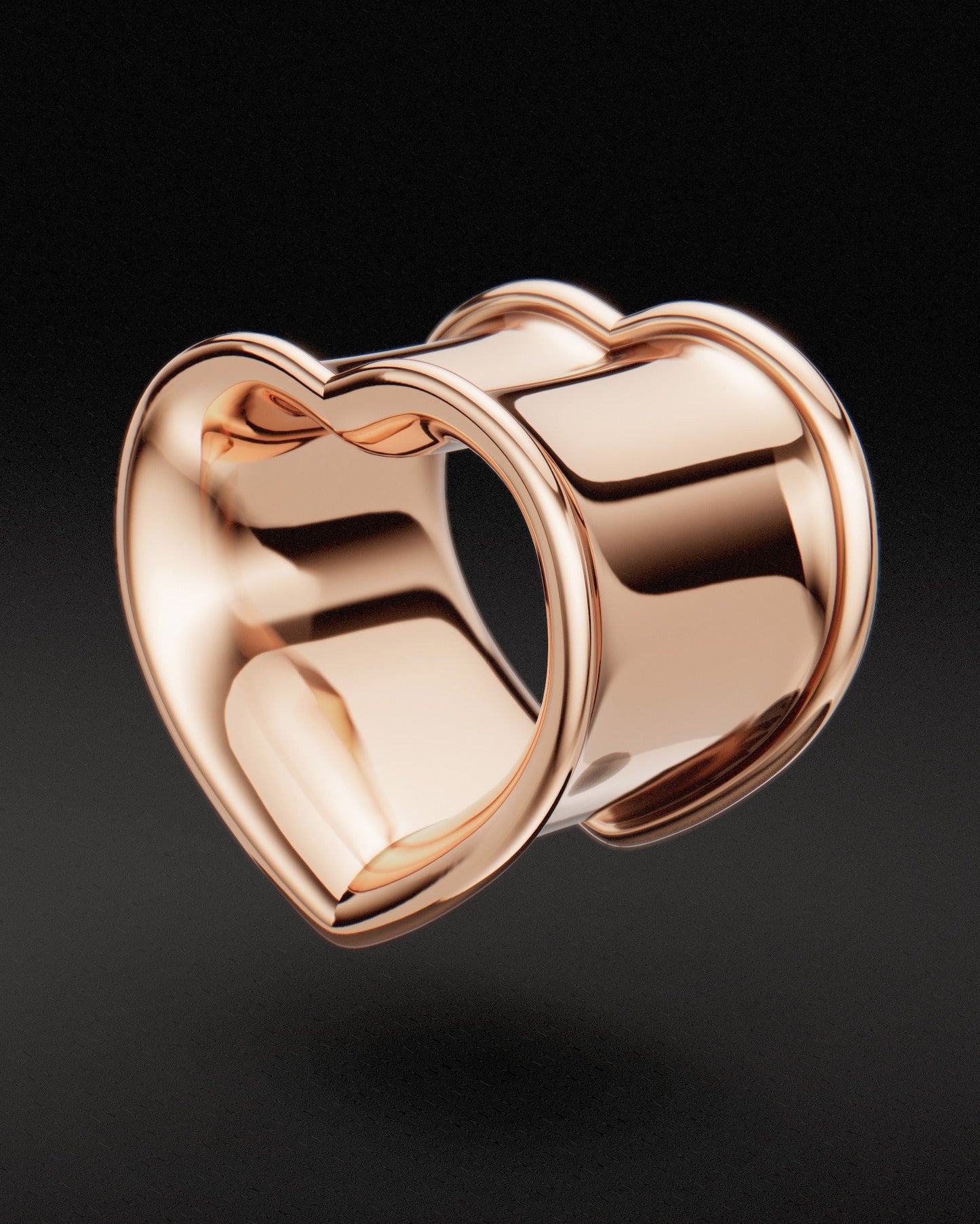 DOUBLE FLARE HEART SHAPED EAR TUNNELS - 9ct & 14ct Rose Gold