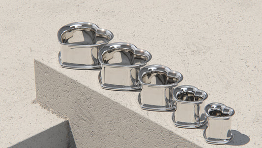 Double Flare Heart Shaped Ear Tunnels - Sterling Silver