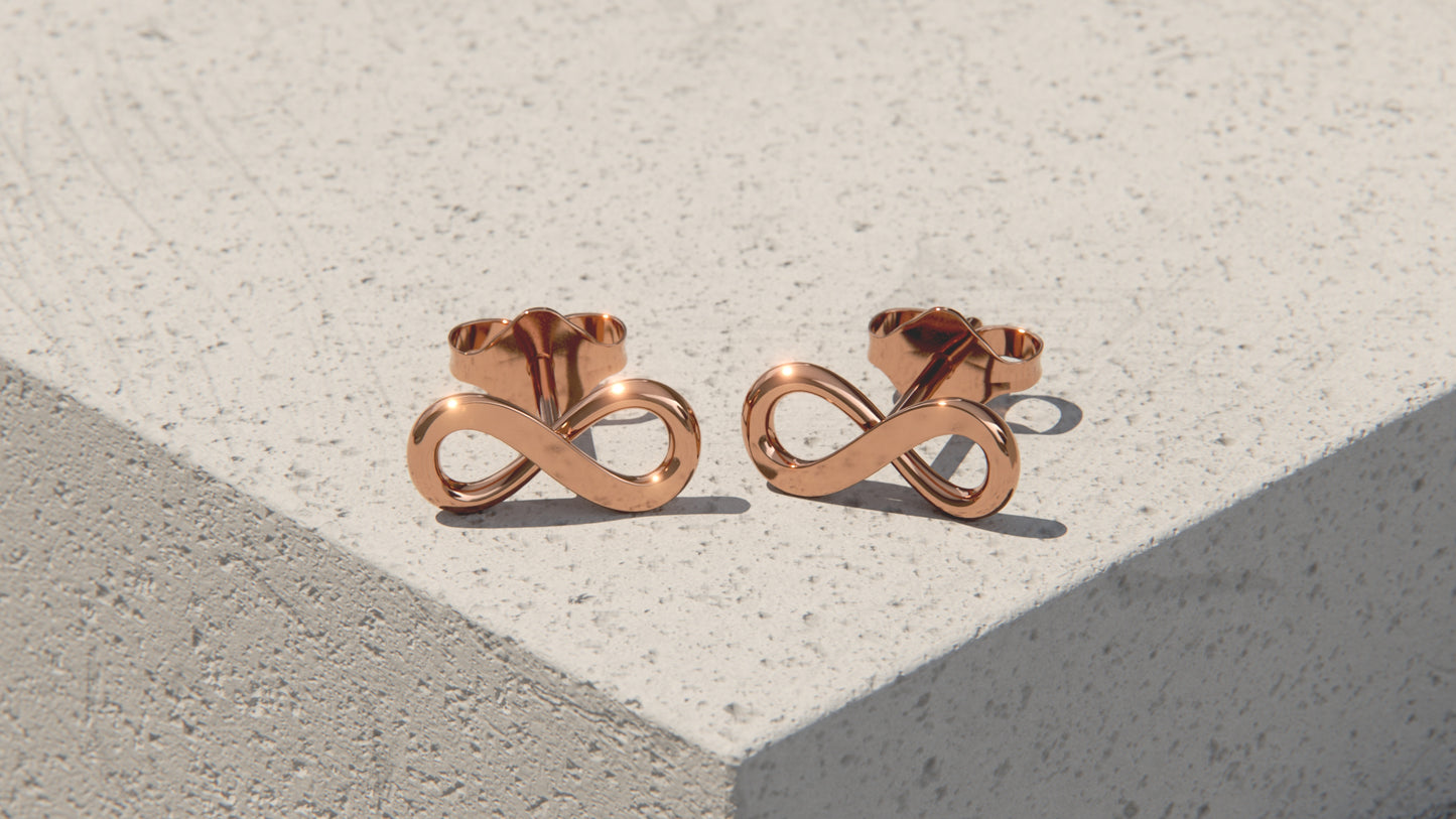 Infinity Ear Studs - 9ct & 18ct Rose Gold