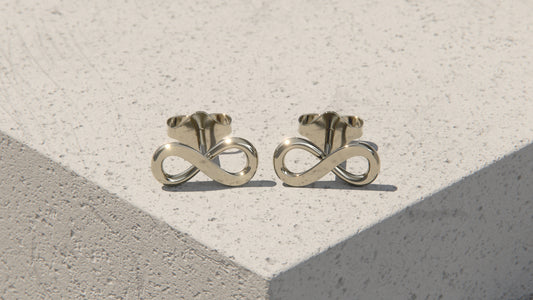 Infinity Ear Studs - 9ct & 18ct White Gold