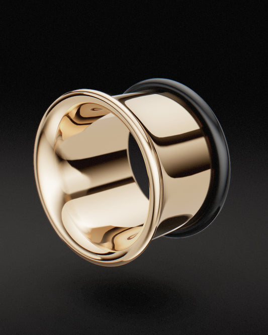 Túneles de un solo abocinado con junta tórica - Oro de 9 quilates