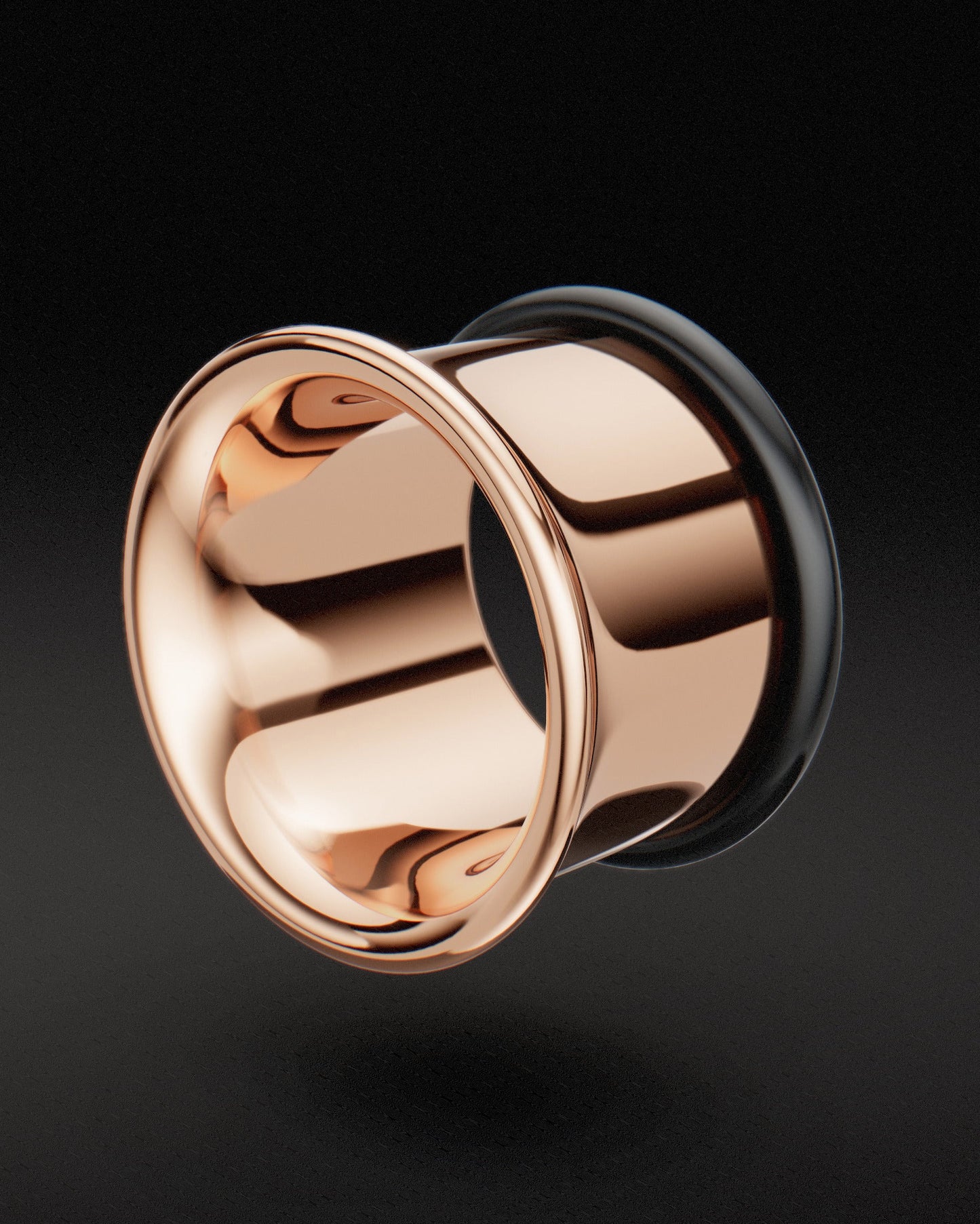 SINGLE FLARE EAR TUNNEL WITH O-RING - 9ct & 14ct Rose Gold