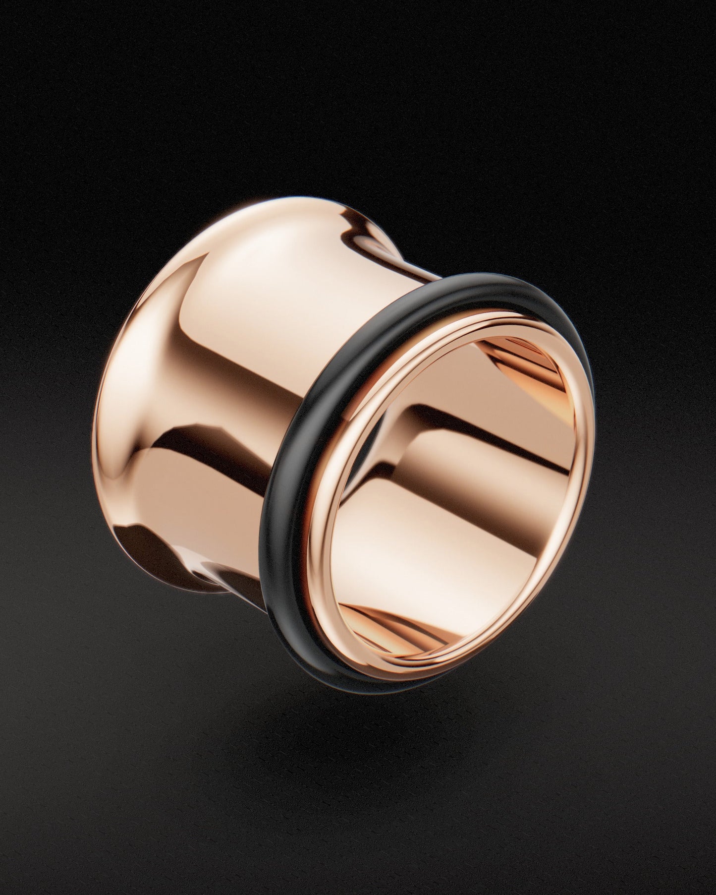 SINGLE FLARE EAR TUNNEL WITH O-RING - 9ct & 14ct Rose Gold