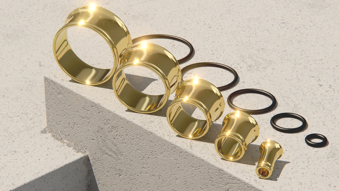 Single Flare Ear Tunnels with O-Ring - 9ct & 14ct Gold