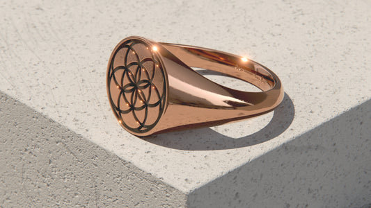 Seed of Life Signet Ring - 9ct & 14ct Rose gold