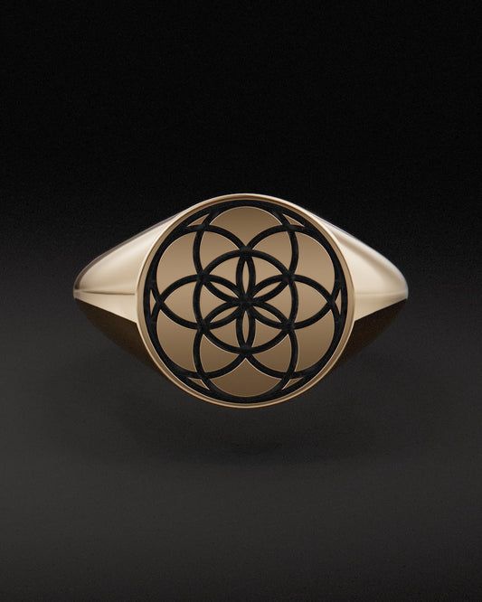 SEED OF LIFE SIGNET RING - 9ct & 14ct Gold