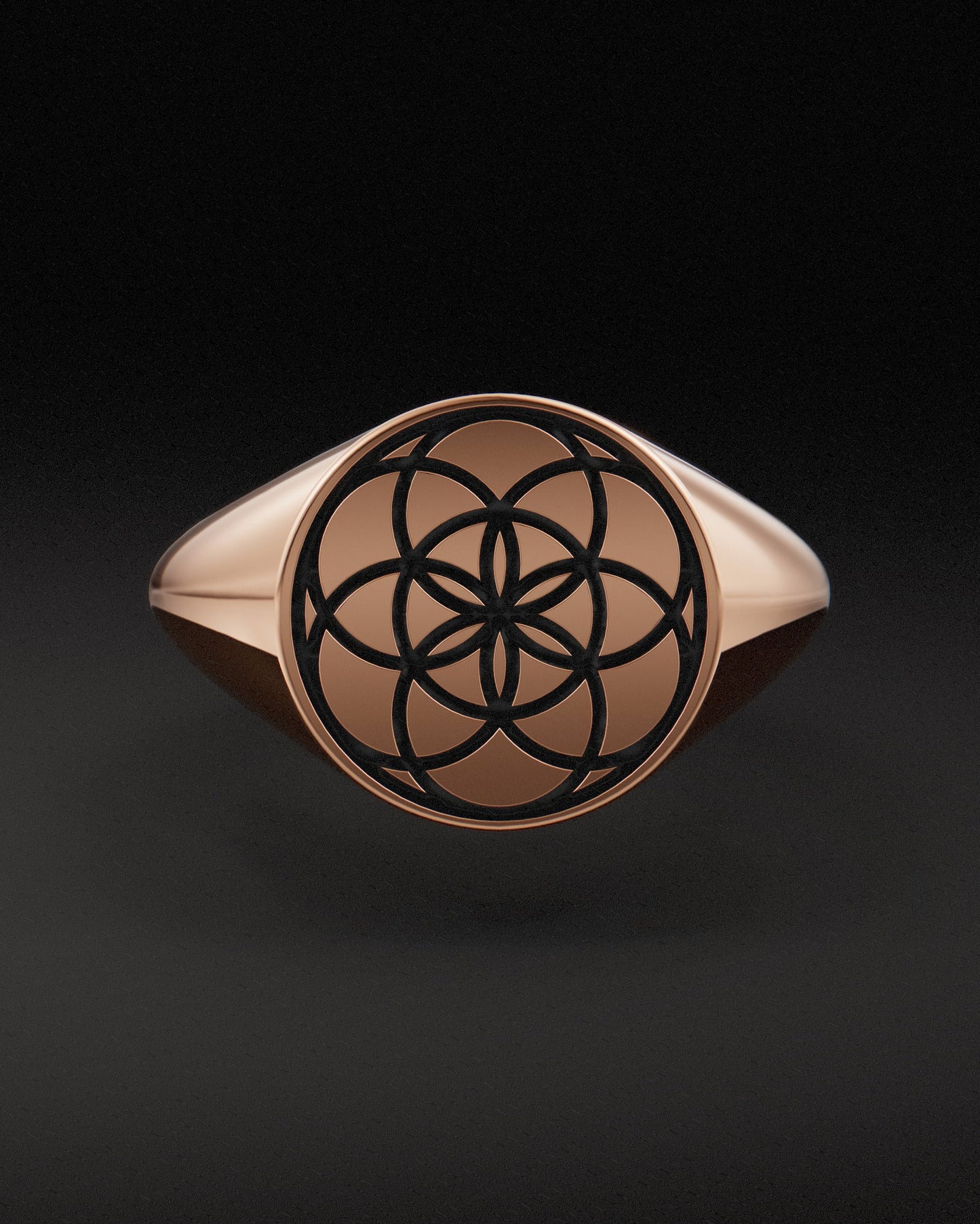 SEED OF LIFE SIGNET RING - 9ct & 14ct Rose gold