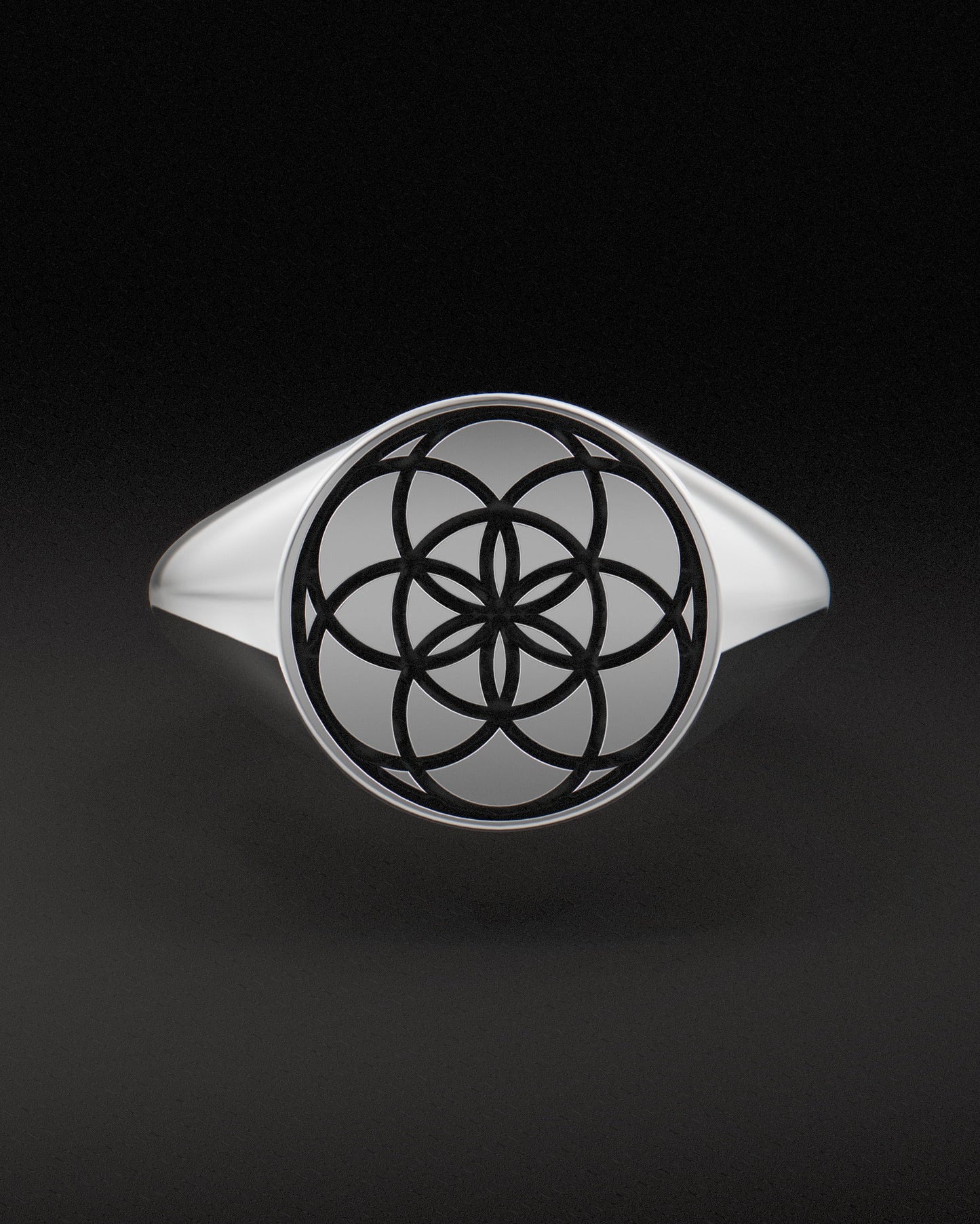 SEED OF LIFE SIGNET RING - Sterling Silver