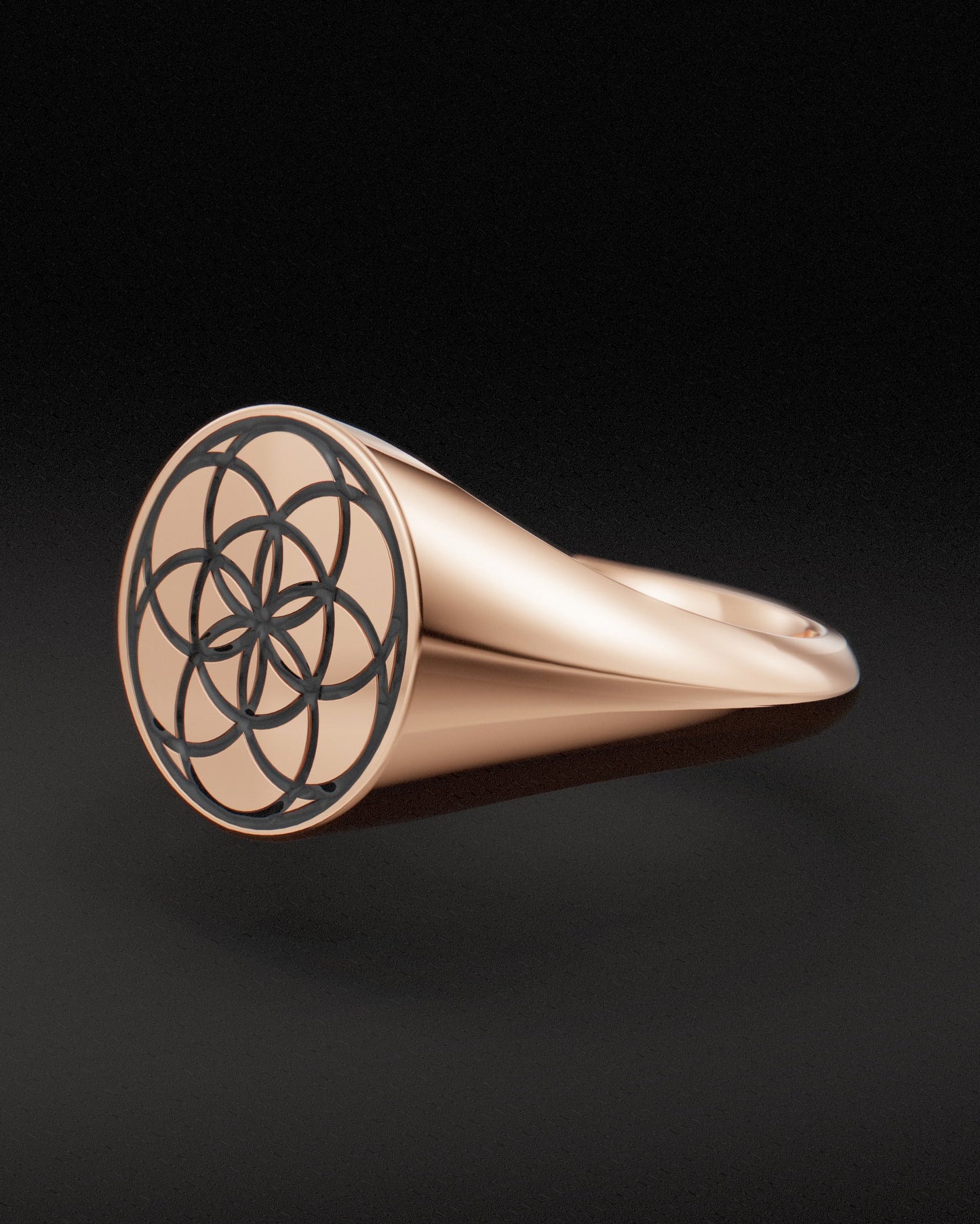 SEED OF LIFE SIGNET RING - 9ct & 14ct Rose gold