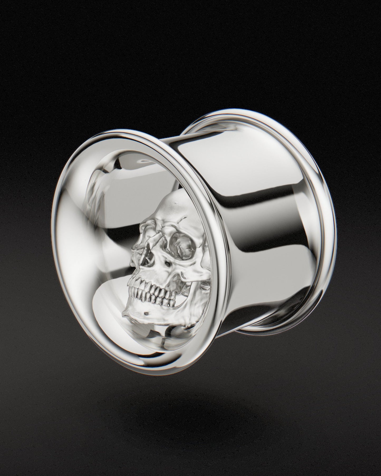 MEMENTO MORI EAR TUNNELS - 9ct & 14ct White Gold