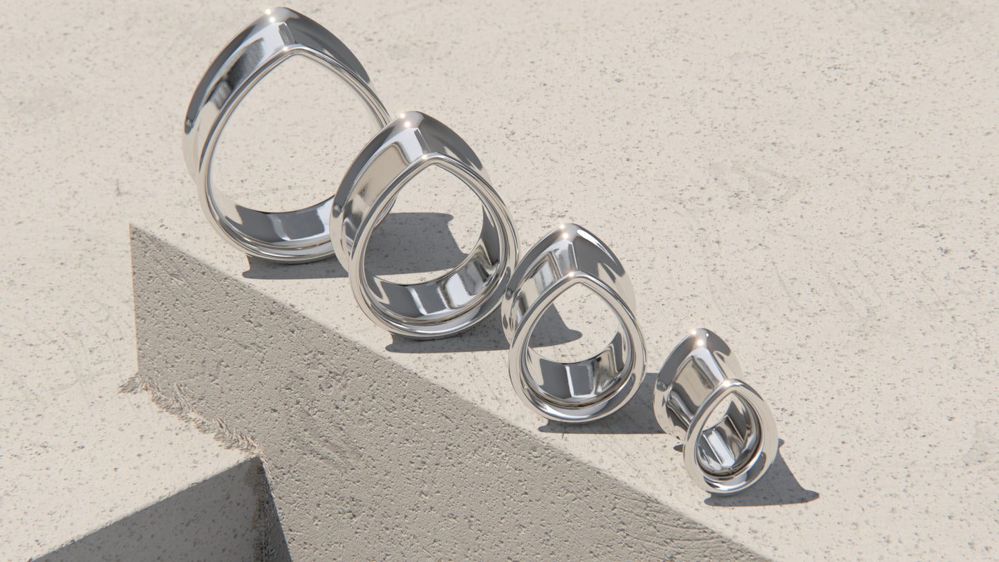 Teardrop Ear Tunnels - Sterling Silver