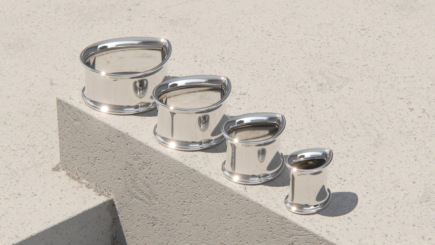 Teardrop Ear Tunnels - Sterling Silver