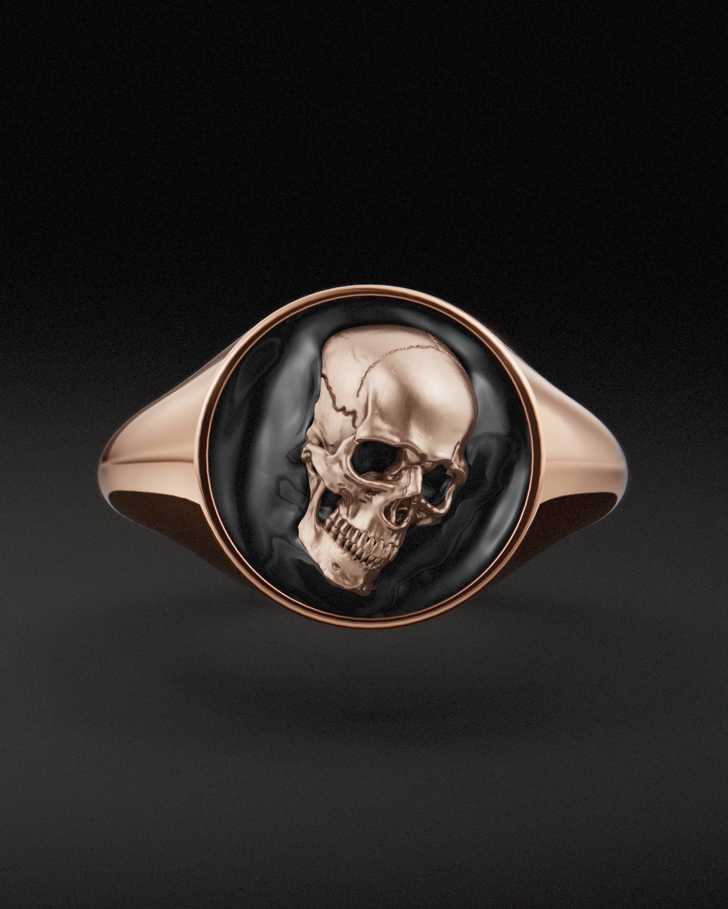 The Void - Anillo tipo sello Memento Mori - Oro rosa de 9 quilates