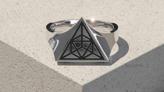 Tetrahedron Signet Ring - Sterling Silver